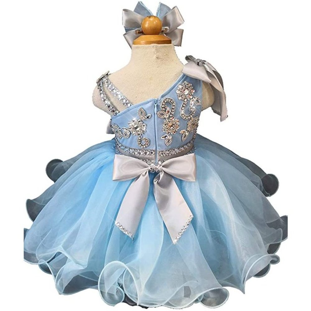 NEW Beautiful Sparkling Bling Rhinestone Blue Cinderella Baby Flower Gir… - Picture 5 of 5